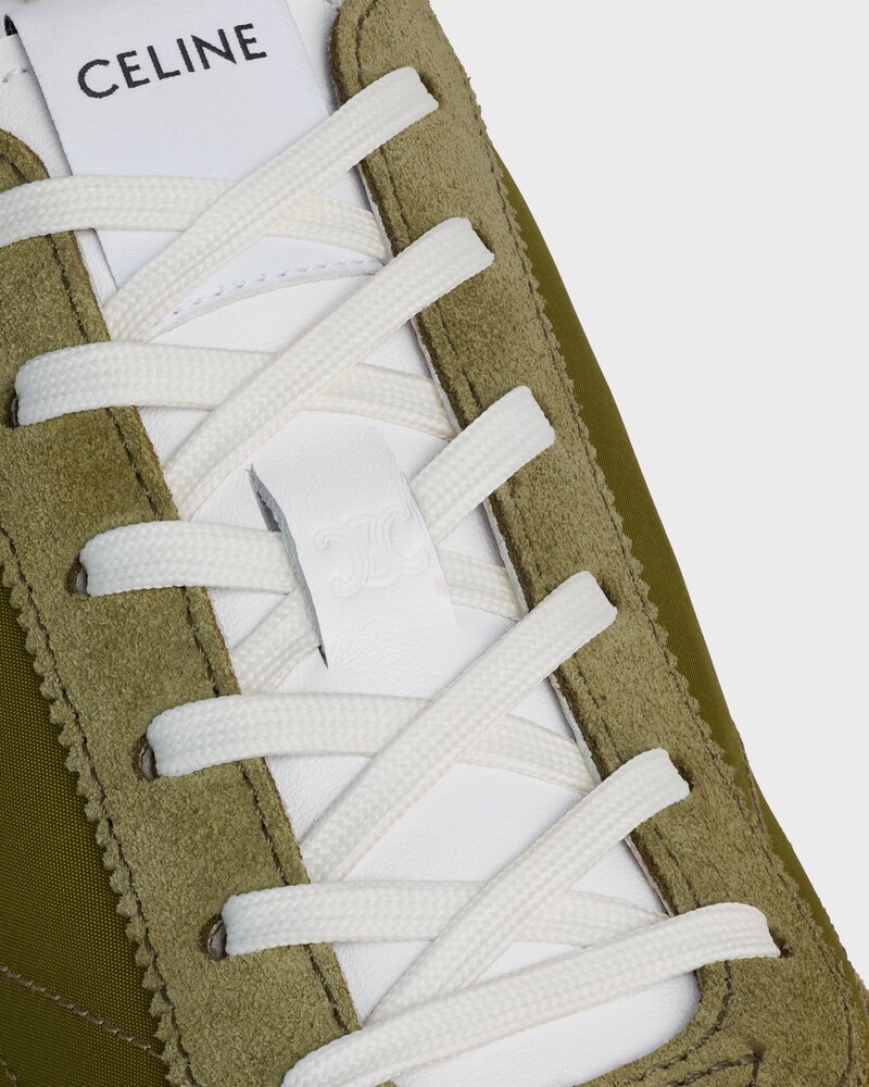 SNEAKER RACER EN NYLON, CUIR DE VEAU VELOURS ET CUIR DE VEAU - OLIVE -  - 1 | CELINE