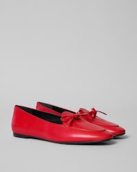 AURA BOW SLIPPER IN LEATHER - ULTRA RED -  - 2 | CELINE
