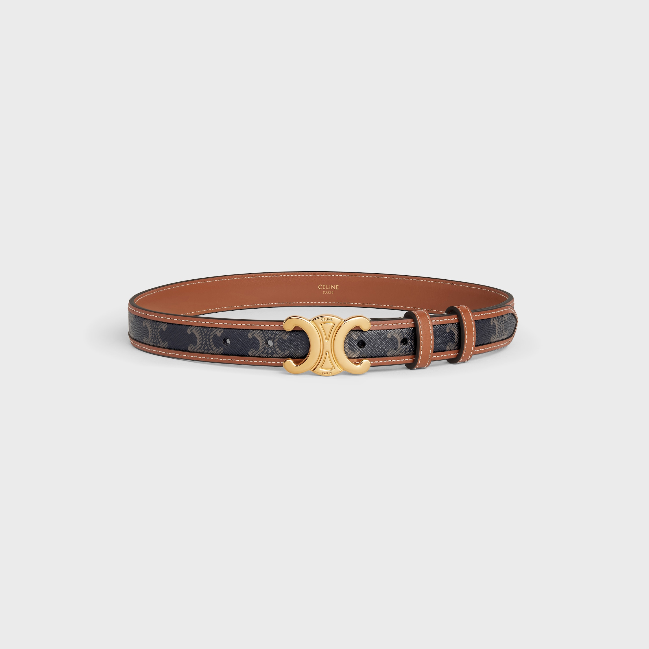 Medium 25MM Triomphe Belt IN Triomphe Canvas and Calfskin - TAN