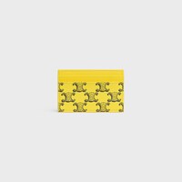 TARJETERO DE LONA TRIOMPHE Y PIEL DE BECERRO - ULTRAMARILLO - TARJETEROS - 2 | CELINE