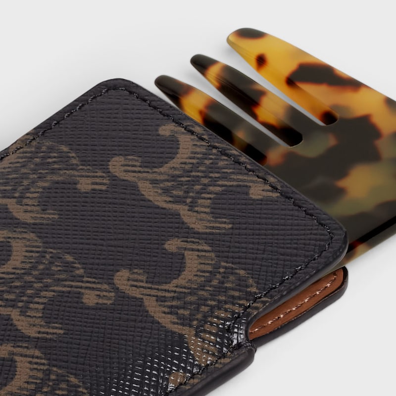 Peigne &agrave; Cheveux petit mod&egrave;le Toile Triomphe - Noir / Tan - ACCESSOIRES - 1 | CELINE