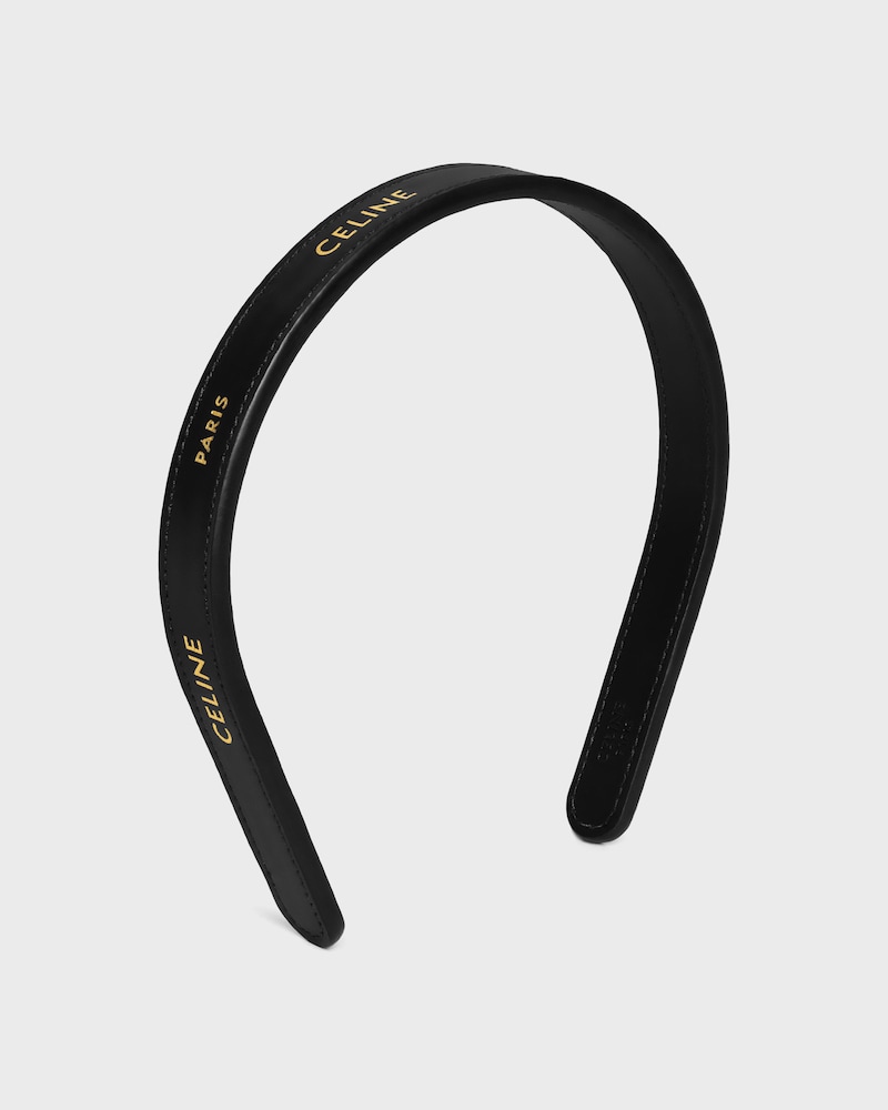 Celine Paris Thin Headband in Calfskin - Black / Gold - HAIR ACCESSORIES - 1 | CELINE