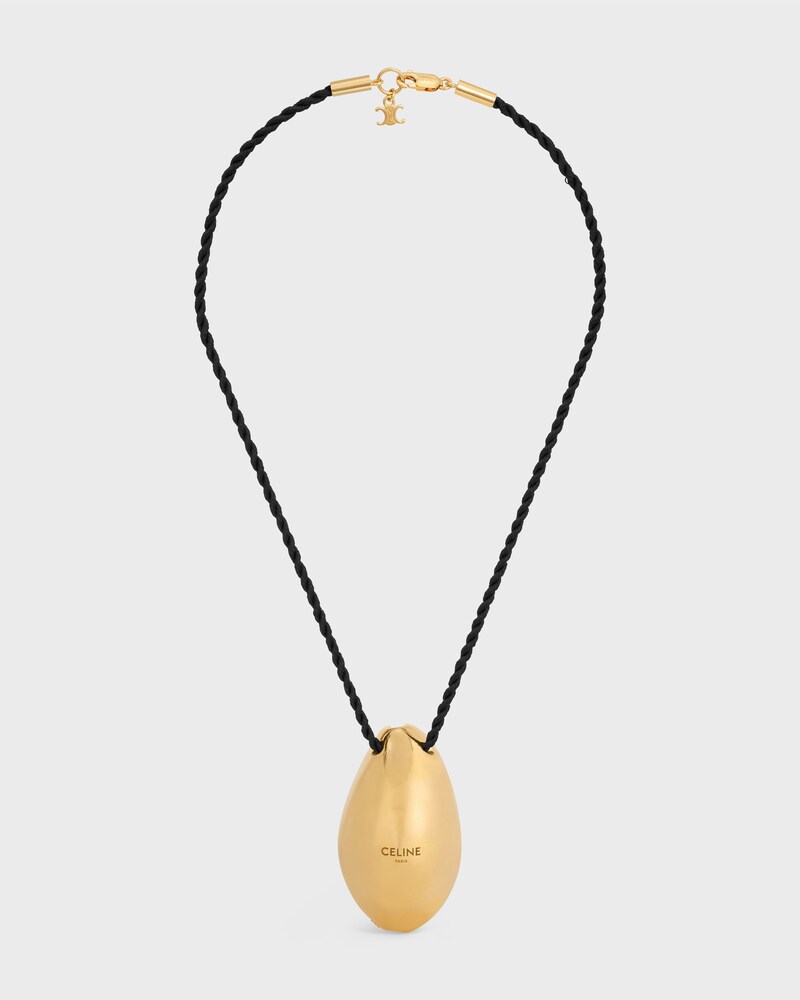 Celine Défilé Shell Necklace in Brass with Gold Finish and Silk - BLACK / GOLD - NEW - 1 | CELINE