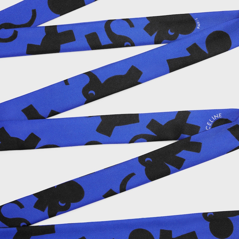 LAZO LAVALLIÈRE EN SARGA DE SEDA ELEPHANT - AZUL / NEGRO -  - 1 | CELINE