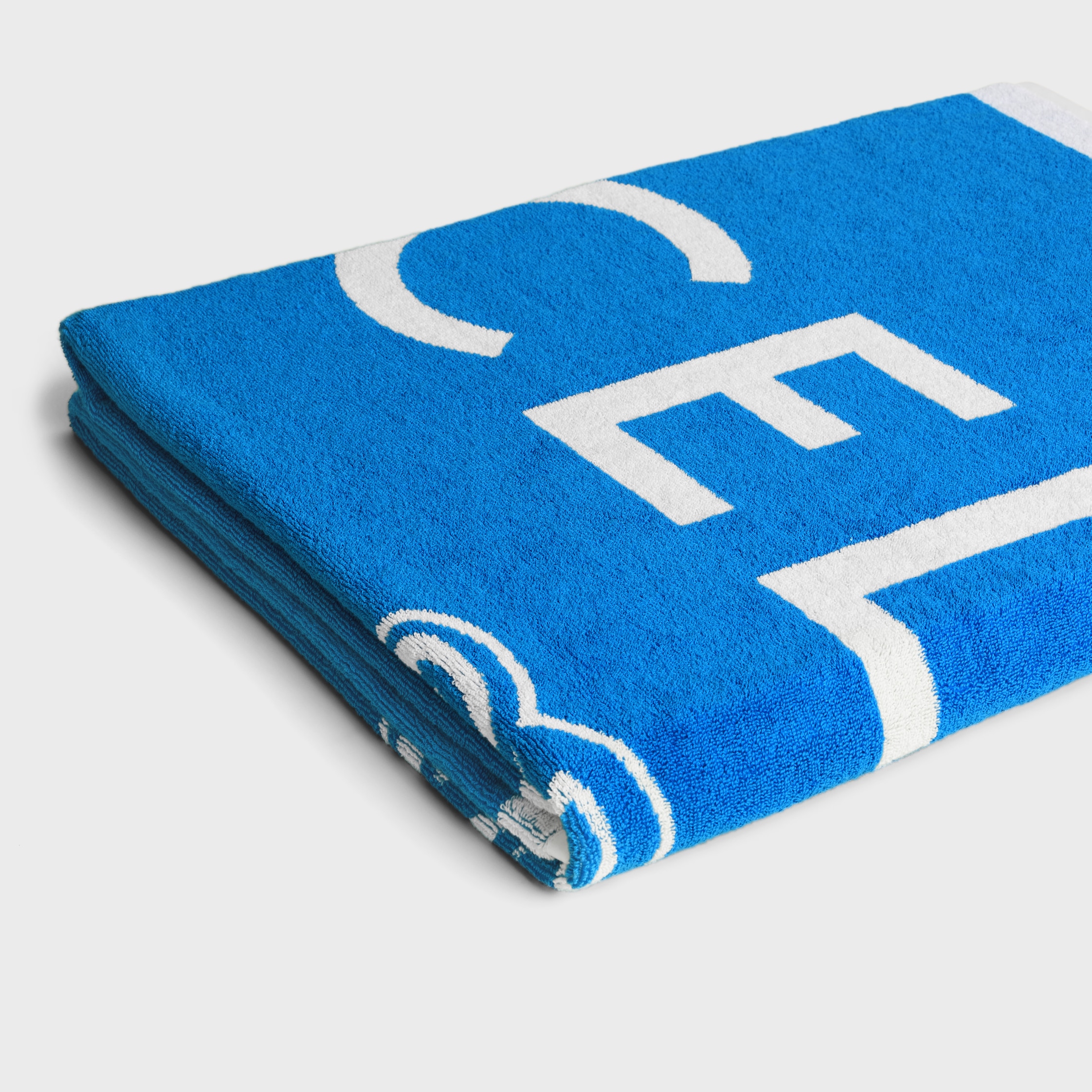 beach towel IN celine triomphe terry cotton - BLEU CIEL/BLANC | CELINE