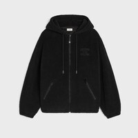 hooded jacket IN WOOL AND COTTON FLEECE - BLACK -  - 1 | CELINE