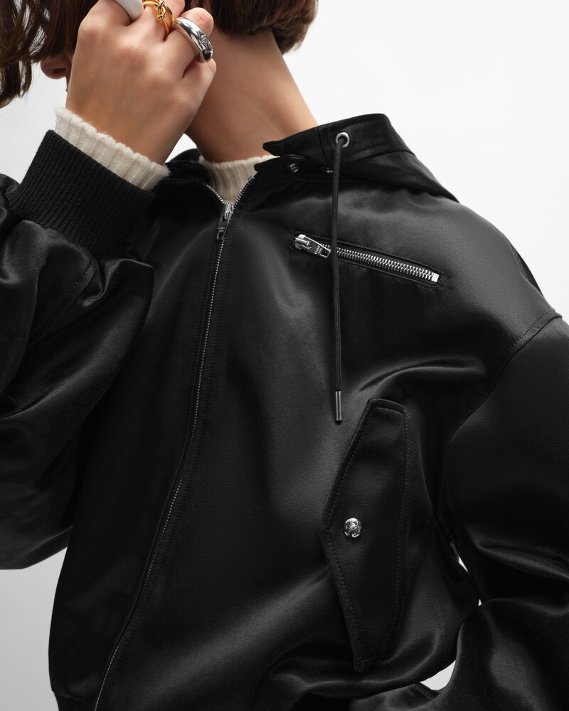 bomber jacket IN cotton satin - BLACK -  - 1 | CELINE