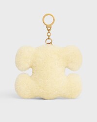 TRIOMPHE pom-pom keyring  with heart in SHEARLING AND ACETATE with GOLD FINISHING - NATURAL / TAN - CHARMS AND ACCESSORIES - 2 | CELINE