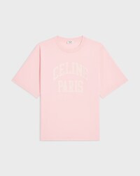 t-shirt loose jersey coton - ROSE POUDRE/OFF WHITE -  - 1 | CELINE