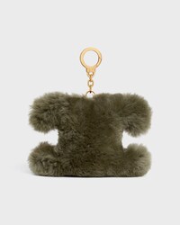 TRIOMPHE pom-pom Charm IN Shearling and Calfskin - GOLDEN KHAKI - ACCESSORIES - 2 | CELINE