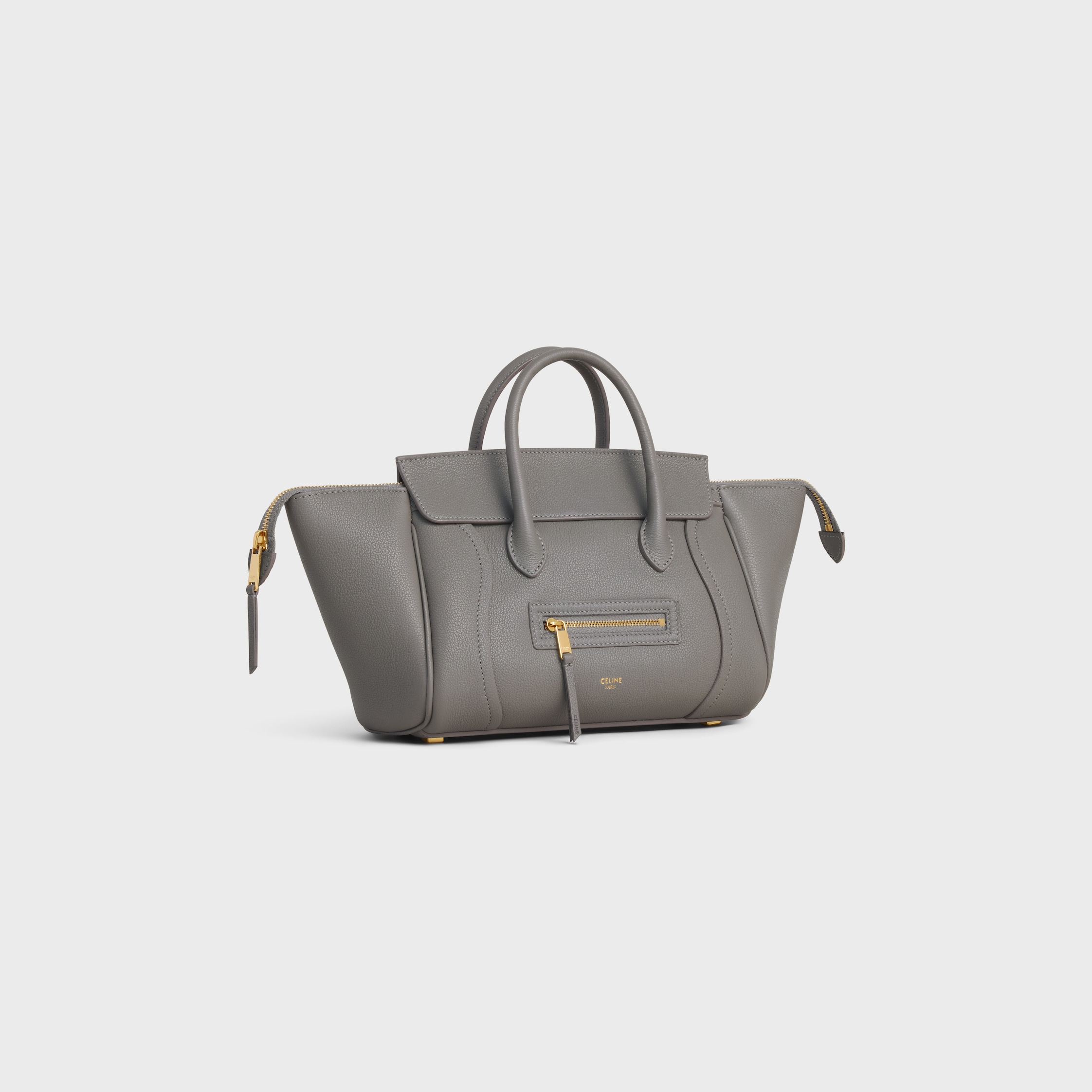 CELINEミニカゴバック LITTLE LUGGAGE IN GRAINED CALFSKIN - LIGHT GRAPHITE | CELINE