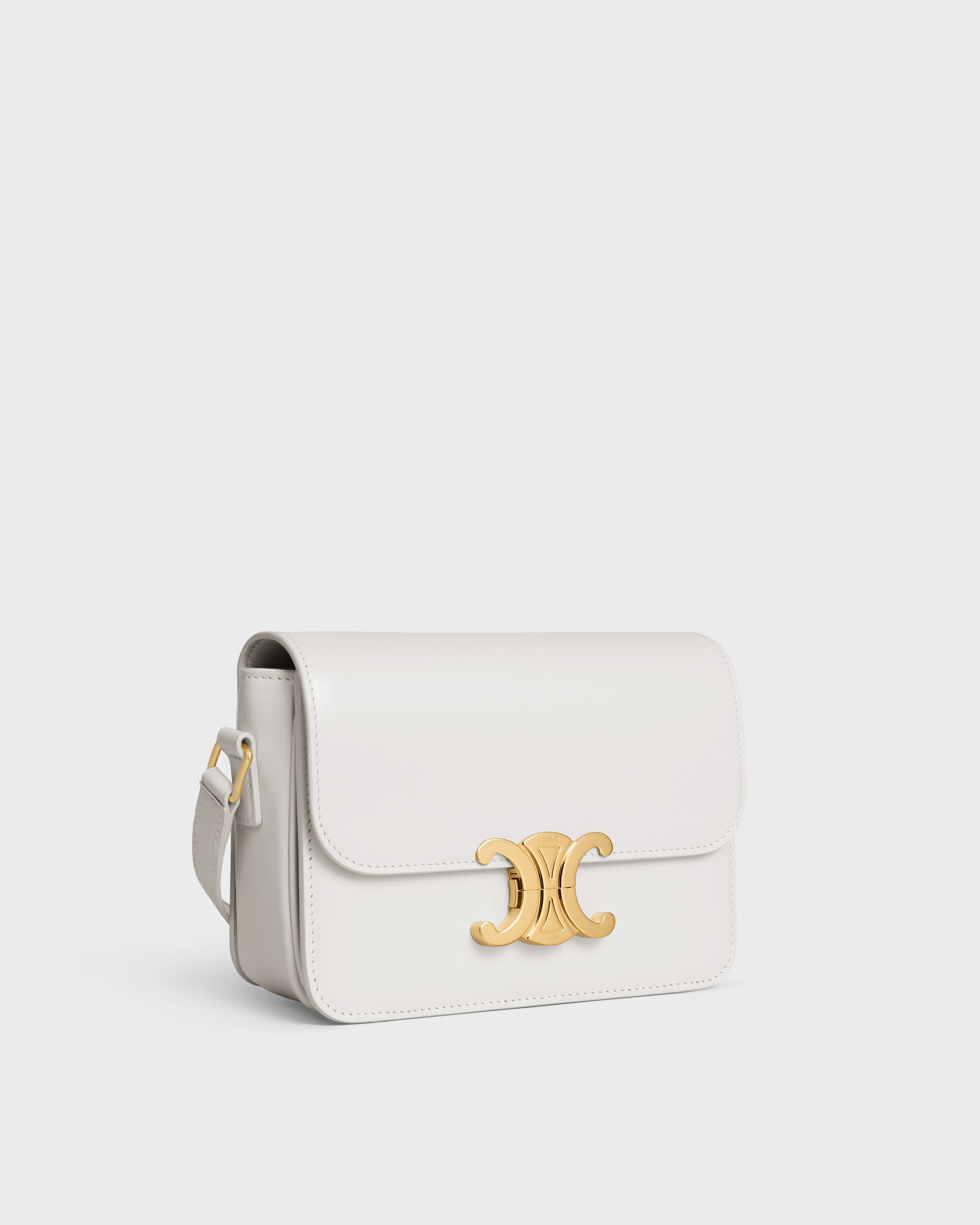 Teen Triomphe Bag in shiny calfskin - WHITE | CELINE