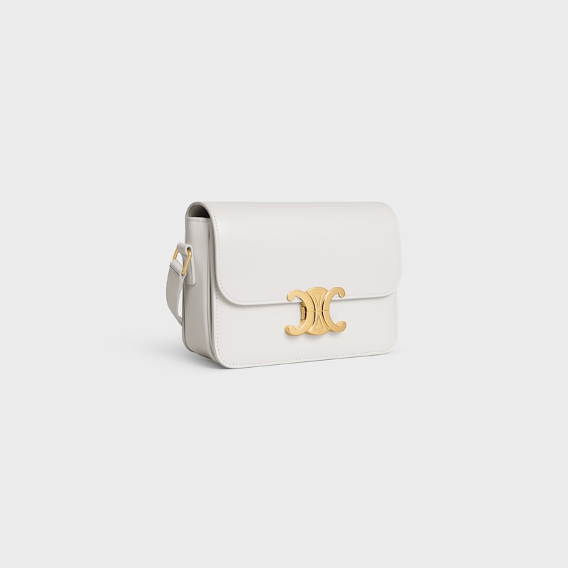 Teen Triomphe Bag in shiny calfskin - WHITE - TRIOMPHE - 1 | CELINE