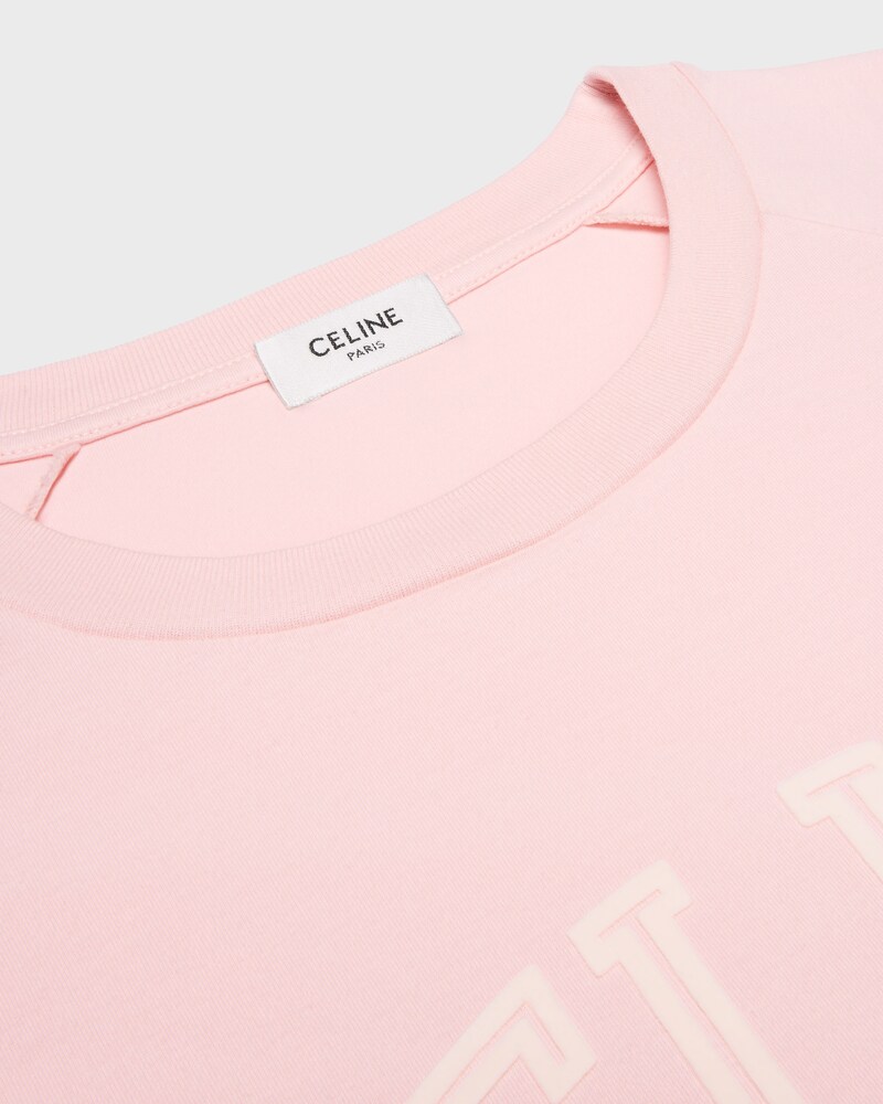 long sleeved t-shirt IN cotton jersey - ROSE POUDRE/OFF WHITE -  - 1 | CELINE