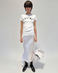 t-shirt jersey coton côtelé - BLANC/NOIR -  - 2 | CELINE