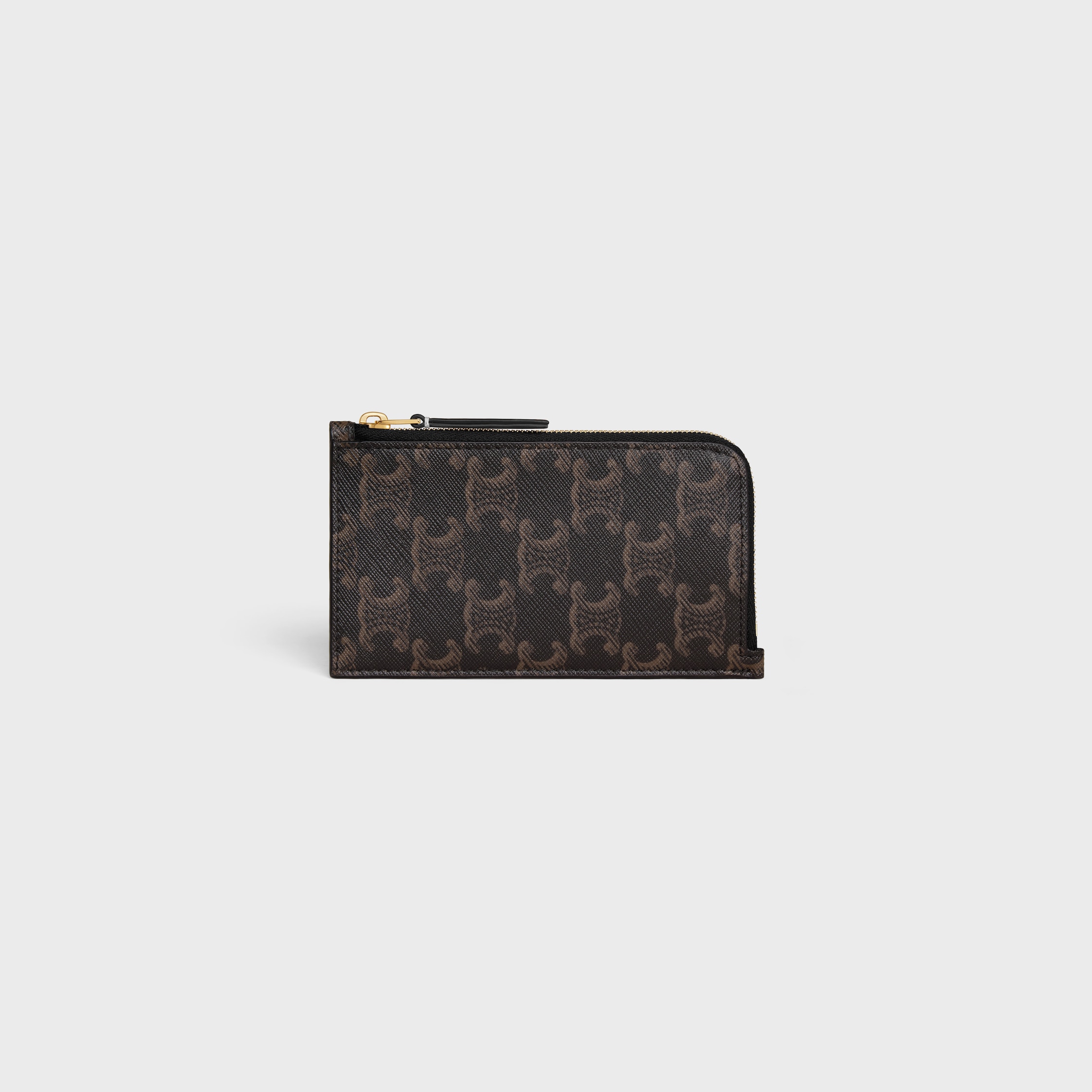 LONG ZIPPED CARD HOLDER IN Triomphe Canvas and Calfskin - TAN | CELINE