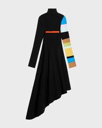 dress IN double-face viscose - BLACK/MULTICOLORE -  - 2 | CELINE