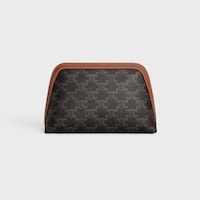 MEDIUM COSMETIC POUCH IN TRIOMPHE CANVAS AND CALFSKIN - TAN - LIFESTYLE - 2 | CELINE
