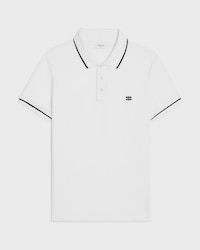 polo clásico de piqué de algodón - BLANCO CRUDO / NEGRO -  - 1 | CELINE