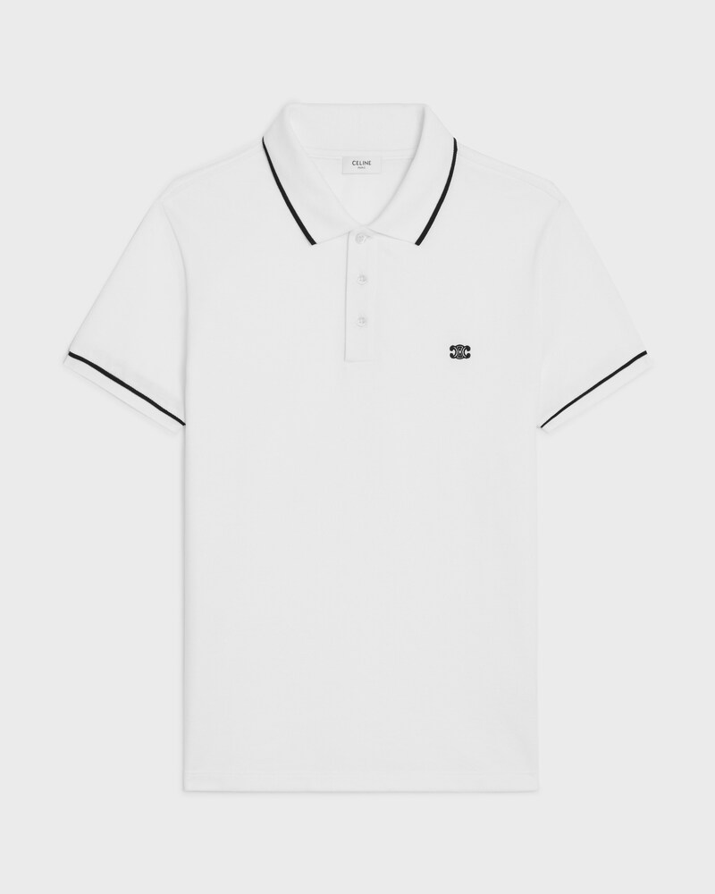 polo classique piqué de coton - BLANC/NOIR -  - 1 | CELINE