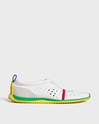 SOFT SNEAKER IN STRETCH LAMBSKIN, SUEDE CALFSKIN AND LAMBSKIN - OPTIC WHITE/BRIGHT YELLOW/GREEN -  - 1 | CELINE