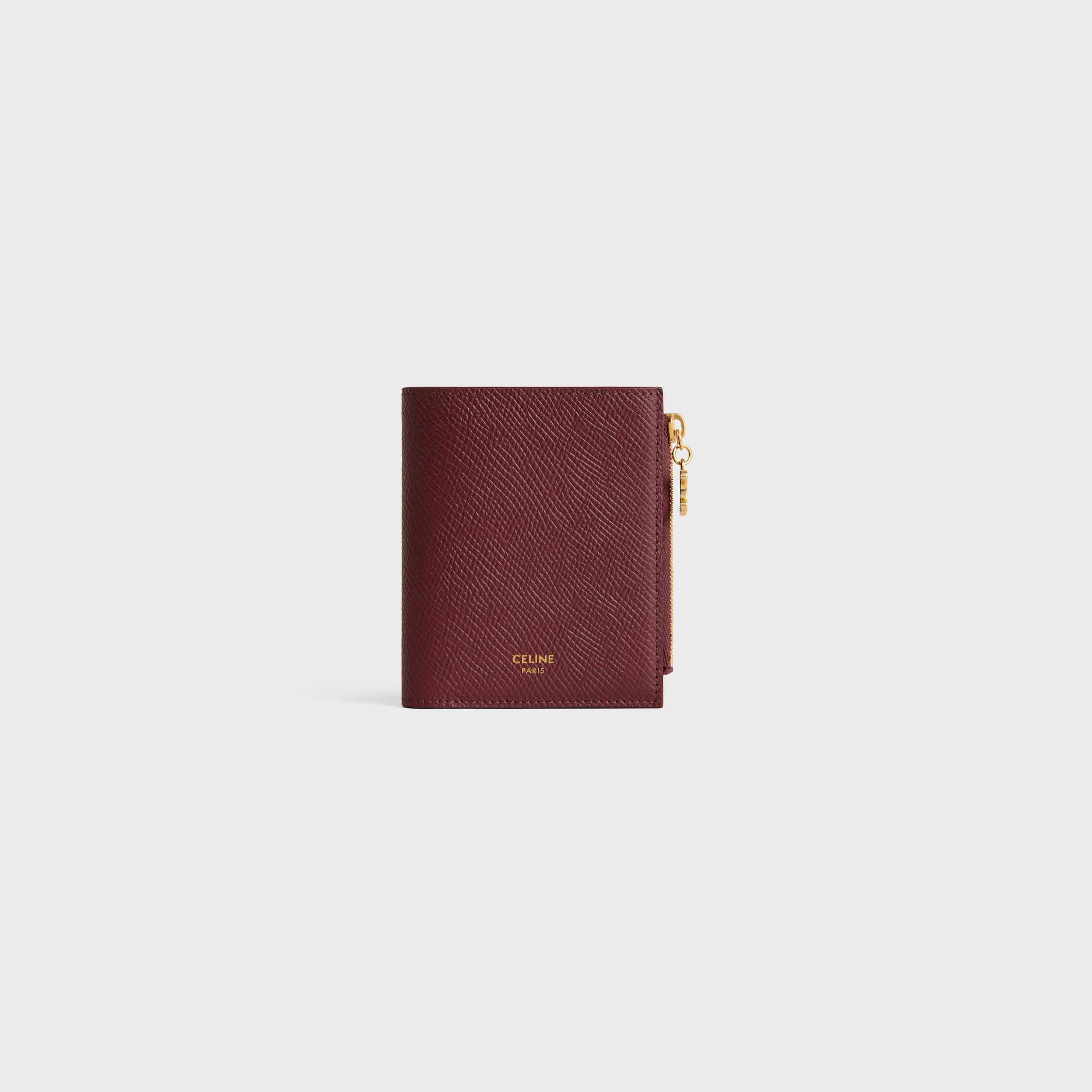 CELINE COMPACT WALLET TRIOMPHE CHARMS IN GRAINED CALFSKIN