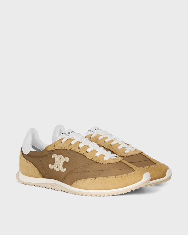 RACER SNEAKER AUS NYLON, KALBSWILDLEDER UND KALBSLEDER - DUNKLES BEIGE -  - 1 | CELINE