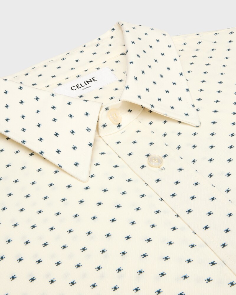 loose shirt in printed viscose - VANILLE/NAVY -  - 1 | CELINE