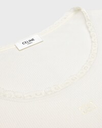 long-sleeved top IN ribbed cotton and silk - OFF WHITE -  - 2 | CELINE