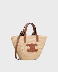 NANO SUPPLE CELINE CLASSIC PANIER IN RAFFIA AND CALFSKIN - NATURAL / TAN - MÁS - 2 | CELINE