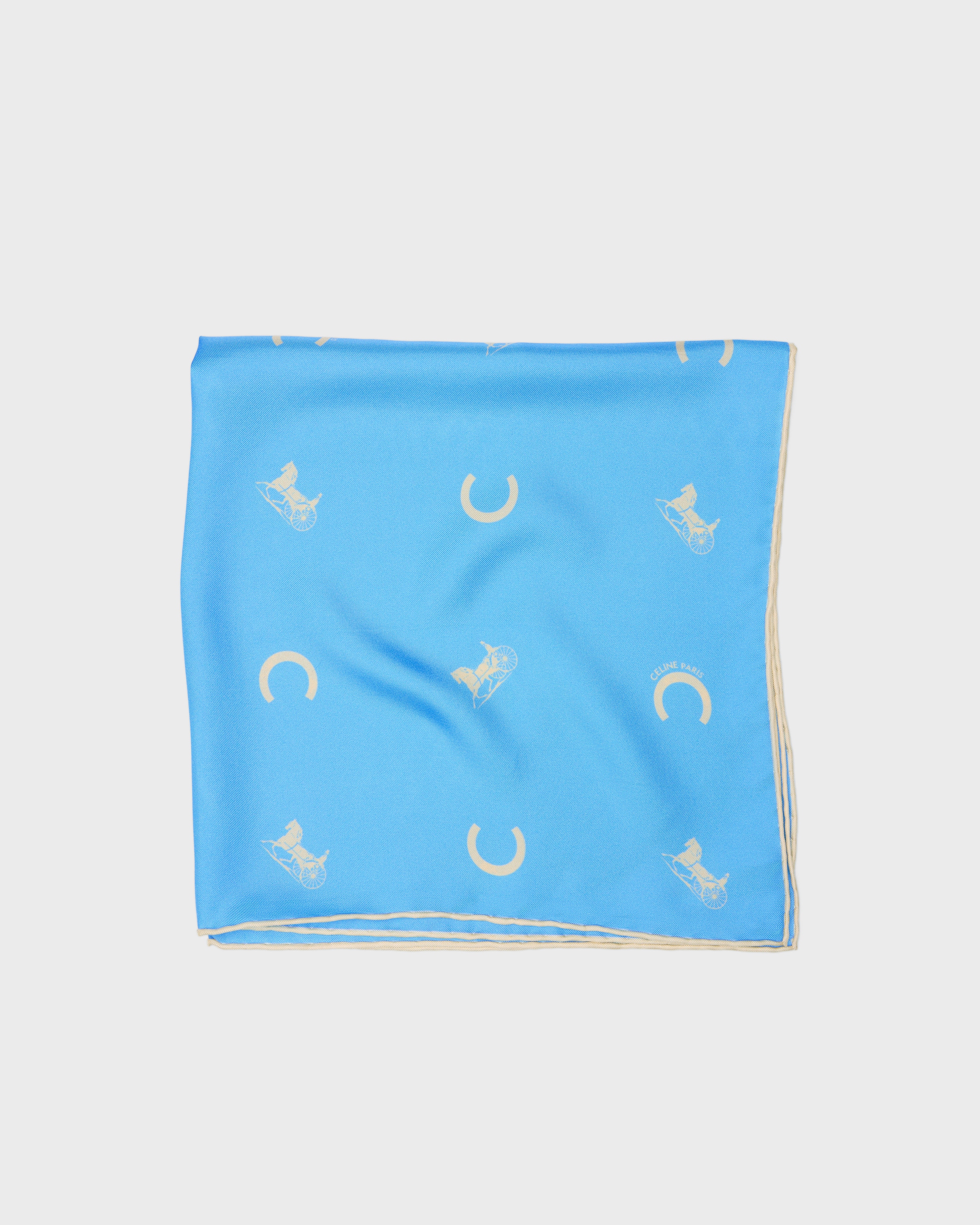 C CALÈCHE BANDANA, 55 - BABY BLUE/CREAM | CELINE