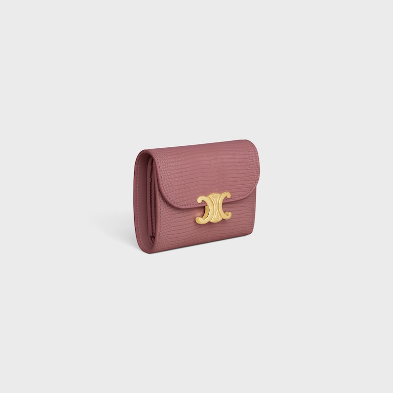Carteira pequena com aba TRIOMPHE em LIZARD - ROSA VINTAGE - CARTEIRAS - 1 | CELINE