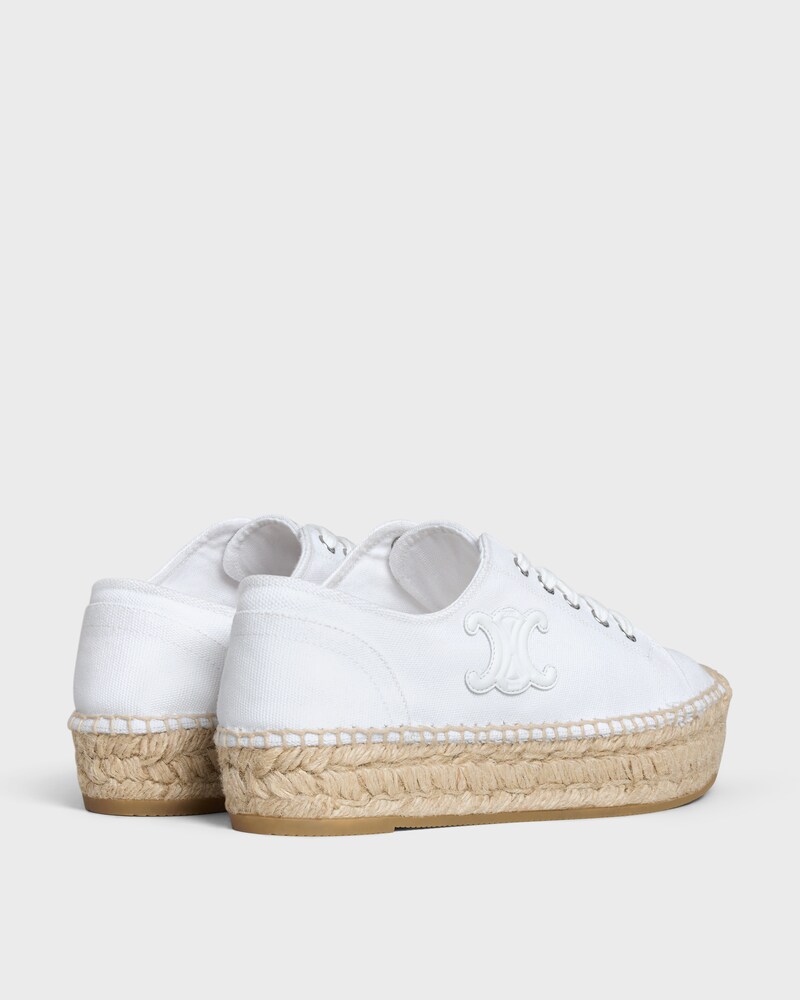 LES ESPADRILLES CELINE LACE-UP IN CANVAS AND CALFSKIN - OPTIC WHITE -  - 1 | CELINE
