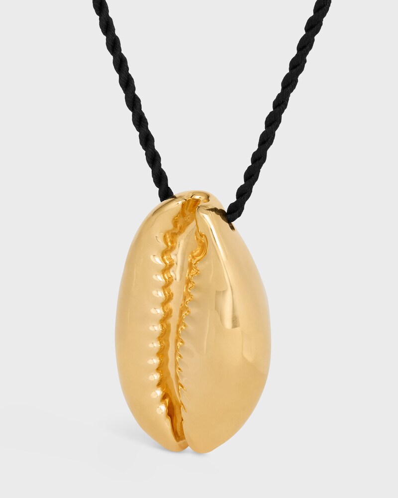 Celine Défilé Shell Necklace in Brass with Gold Finish and Silk - BLACK / GOLD - NEW - 1 | CELINE