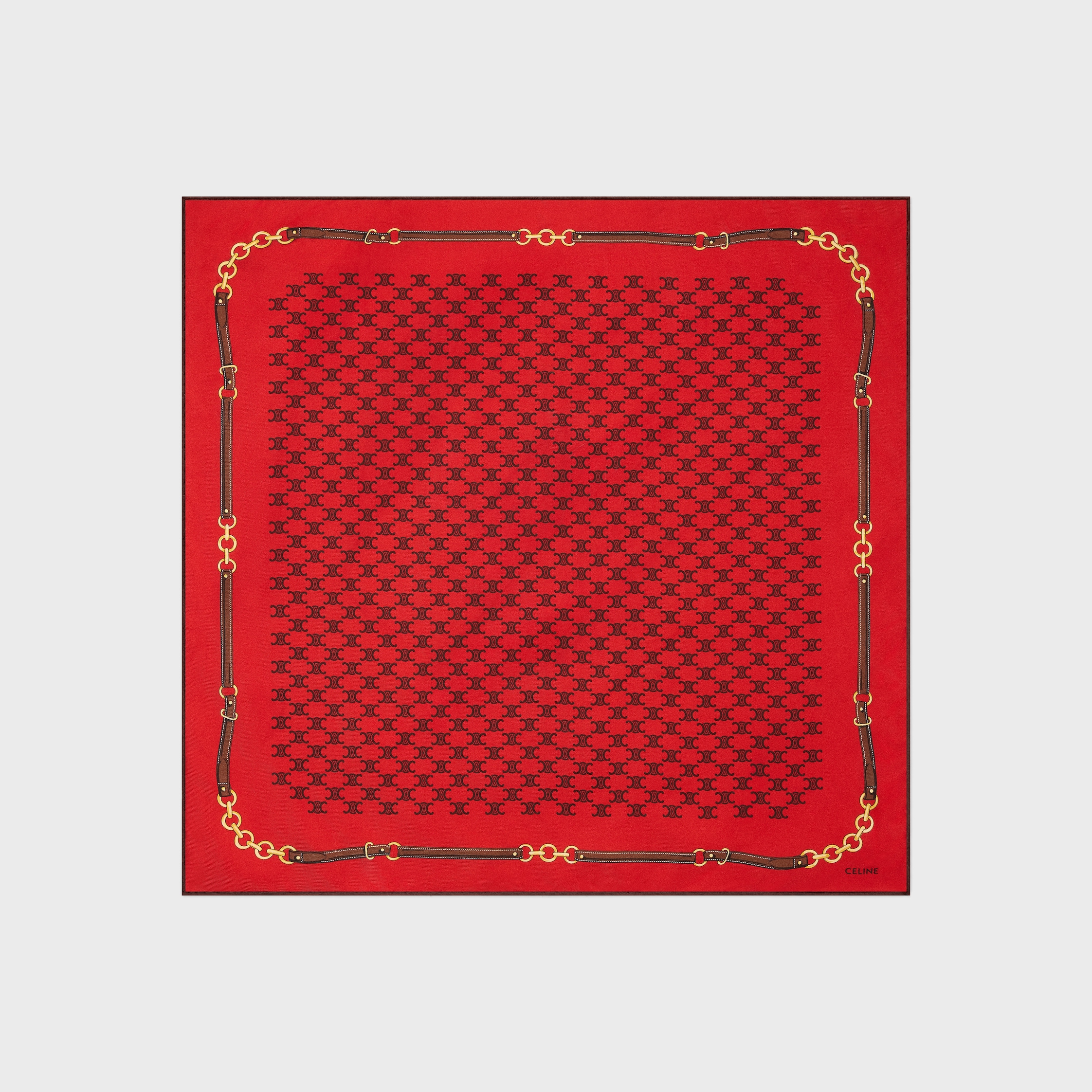 セリーヌ；シルク巾着 bandana IN heritage silk twill - MANDARINE/VANILLA | CELINE