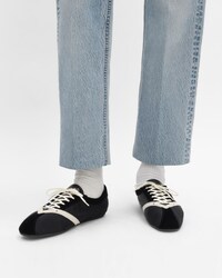 THE FLAT SNEAKER IN GROS GRAIN, VELVET, SUEDE GOATSKIN AND LAMBSKIN - BLACK / WHITE -  - 2 | CELINE