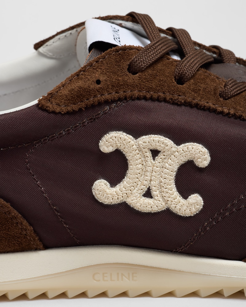 RACER SNEAKER IN NYLON, SUEDE AND LEATHER - DARK BROWN -  - 1 | CELINE