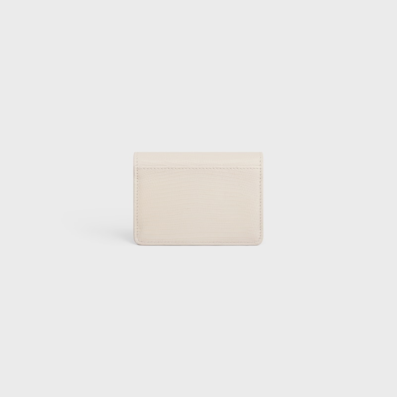 CARD HOLDER WITH FLAP TRIOMPHE IN LIZARD - RICE - CARD HOLDERS - 1 | CELINE