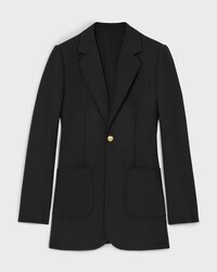 olivia jacket IN mohair wool - BLACK -  - 1 | CELINE