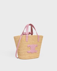 TEEN SUPPLE CELINE CLASSIC PANIER IN Raffia and calfskin - SILK PINK - PANIER - 2 | CELINE