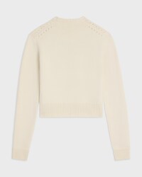crewneck sweater IN cashmere - WHITE/BLACK 1 -  - 2 | CELINE
