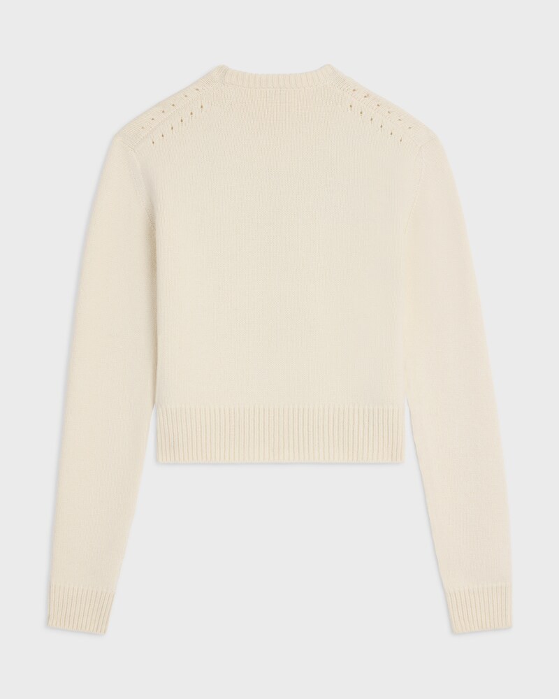 crewneck sweater IN cashmere - WHITE/BLACK 1 -  - 1 | CELINE