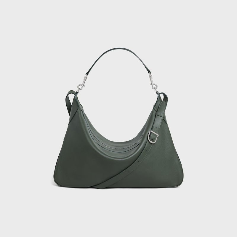 ROMY大号柔软粒面牛皮革饰带手袋 - 深军绿色 - 冬季新品 - 1 | CELINE