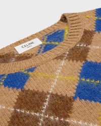 JERSEY CON CUELLO REDONDO DE LANA CON ROMBOS - BEIGE/MARRÓN/AZUL -  - 2 | CELINE