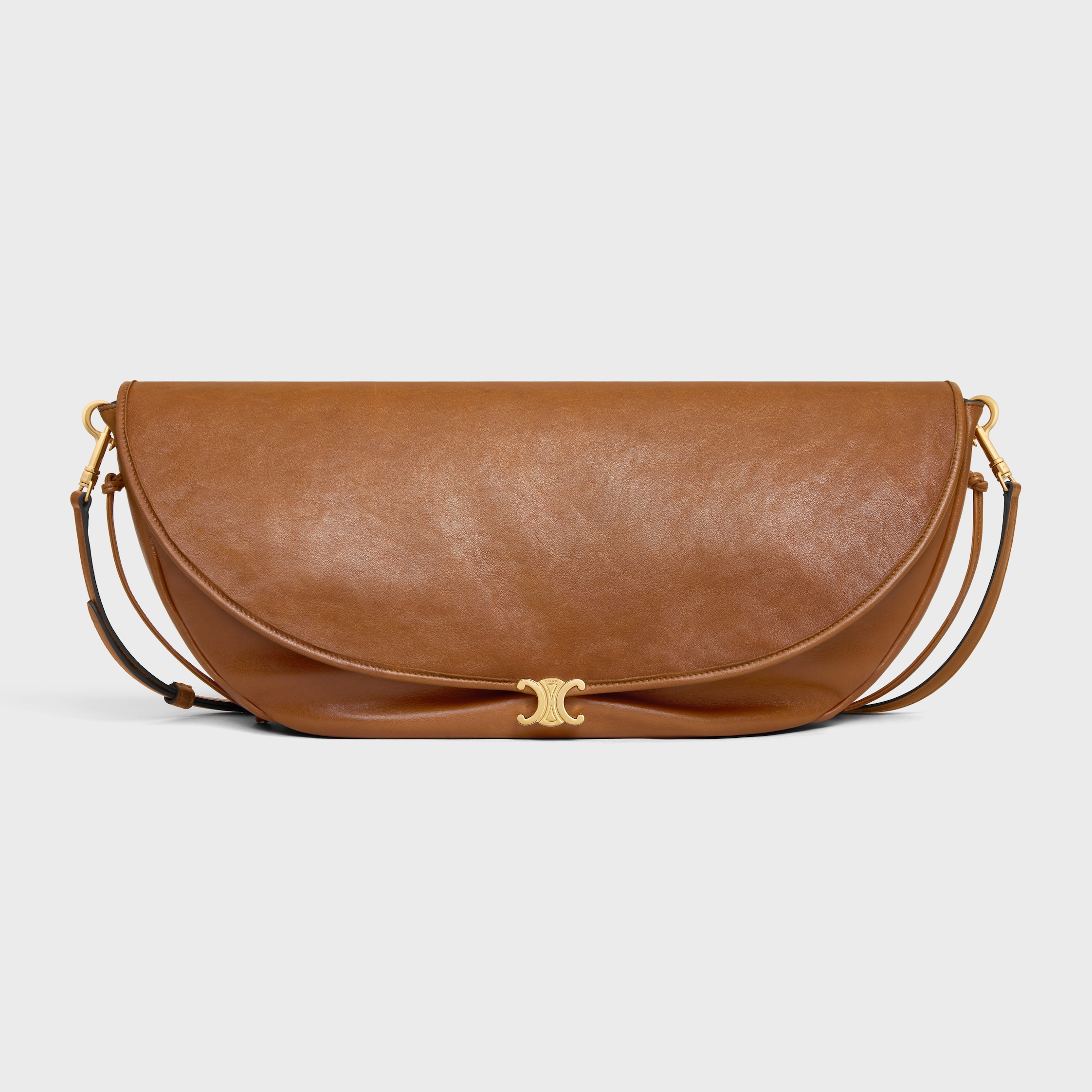 HALFMOON SOFT TRIOMPHE BAG IN SUPPLE SHINY LAMBSKIN - SOFT TAN