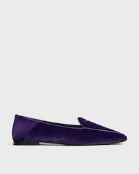 AURA LOAFER WITH TRIOMPHE IN Velvet - PURPLE -  - 1 | CELINE