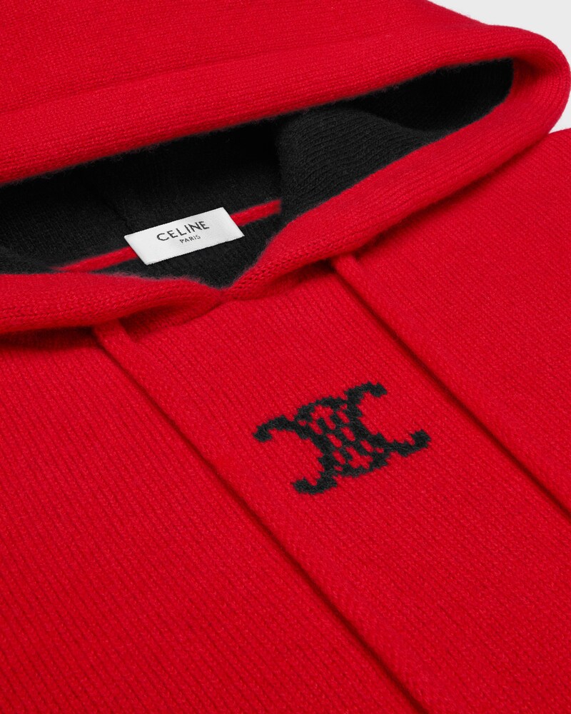 hooded sweater IN cashmere - RED/BLUE/BLACK -  - 1 | CELINE