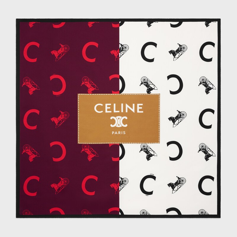square IN silk twill - BURGUNDY/IVORY/CAMEL -  - 1 | CELINE