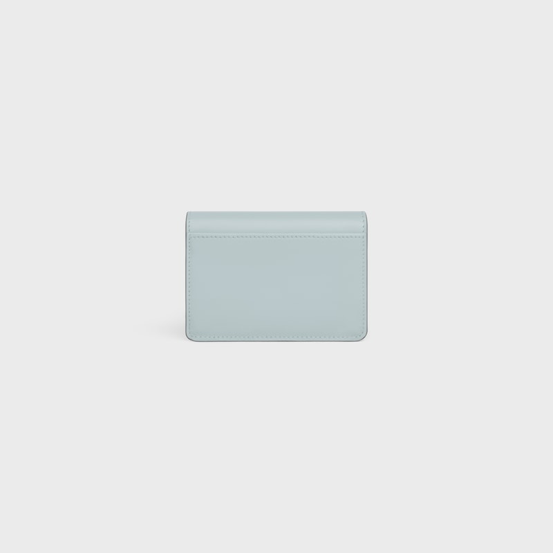 CARD HOLDER WITH FLAP TRIOMPHE IN Shiny calfskin - ICE BLUE - CARD HOLDERS - 1 | CELINE