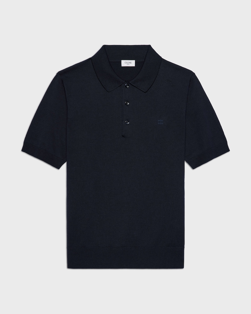 MAGLIA STILE POLO IN SETA FINE E COTONE - BLU NAVY -  - 1 | CELINE